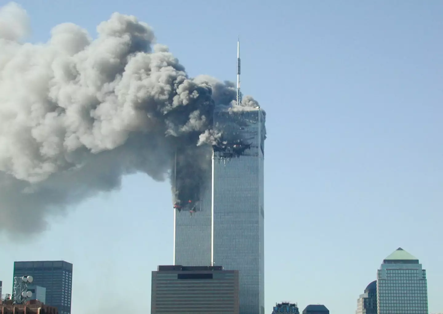 The Twin Towers were struck by 2 planes on September 9, 2001 (Fabina Sbina/ Hugh Zareasky/Getty Images)