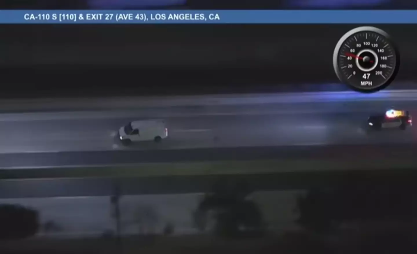 The helicopter cam captured the van appearing to travel at speed in a bid to get away from the cops (KLTA 5)