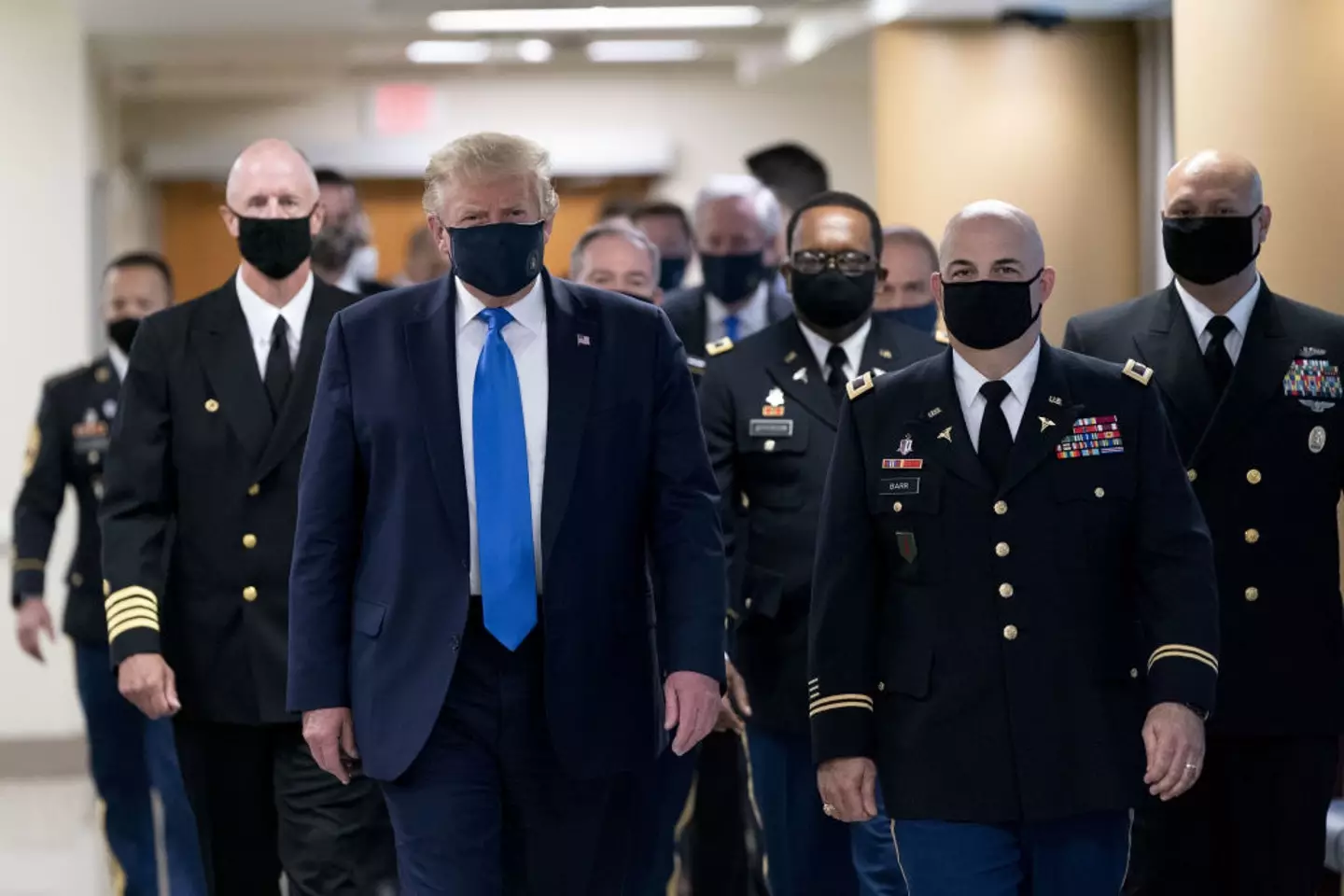 President Donald Trump pictured wearing a mask during his first term in 2020 (Chris Kleponis/Polaris/Bloomberg via Getty Images)