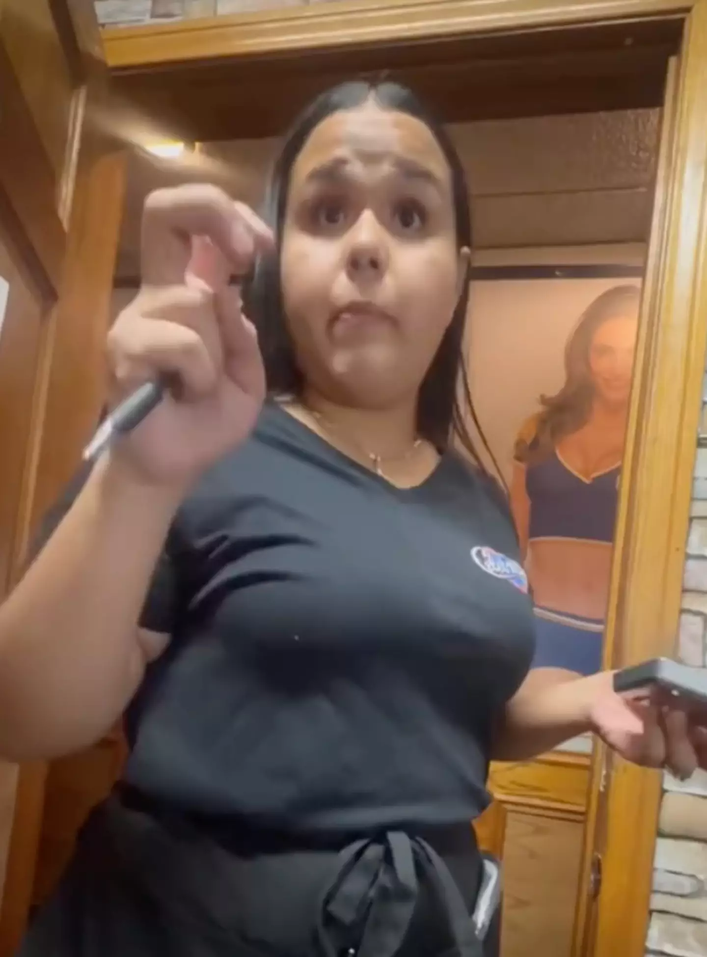 The waitress has shared CCTV to TikTok.