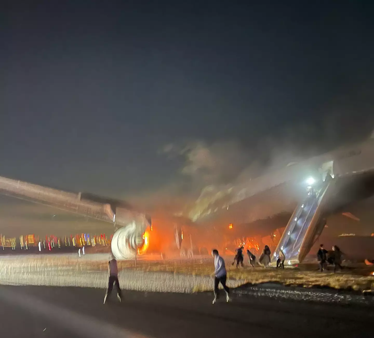 Images have emerged of the plane in flames.