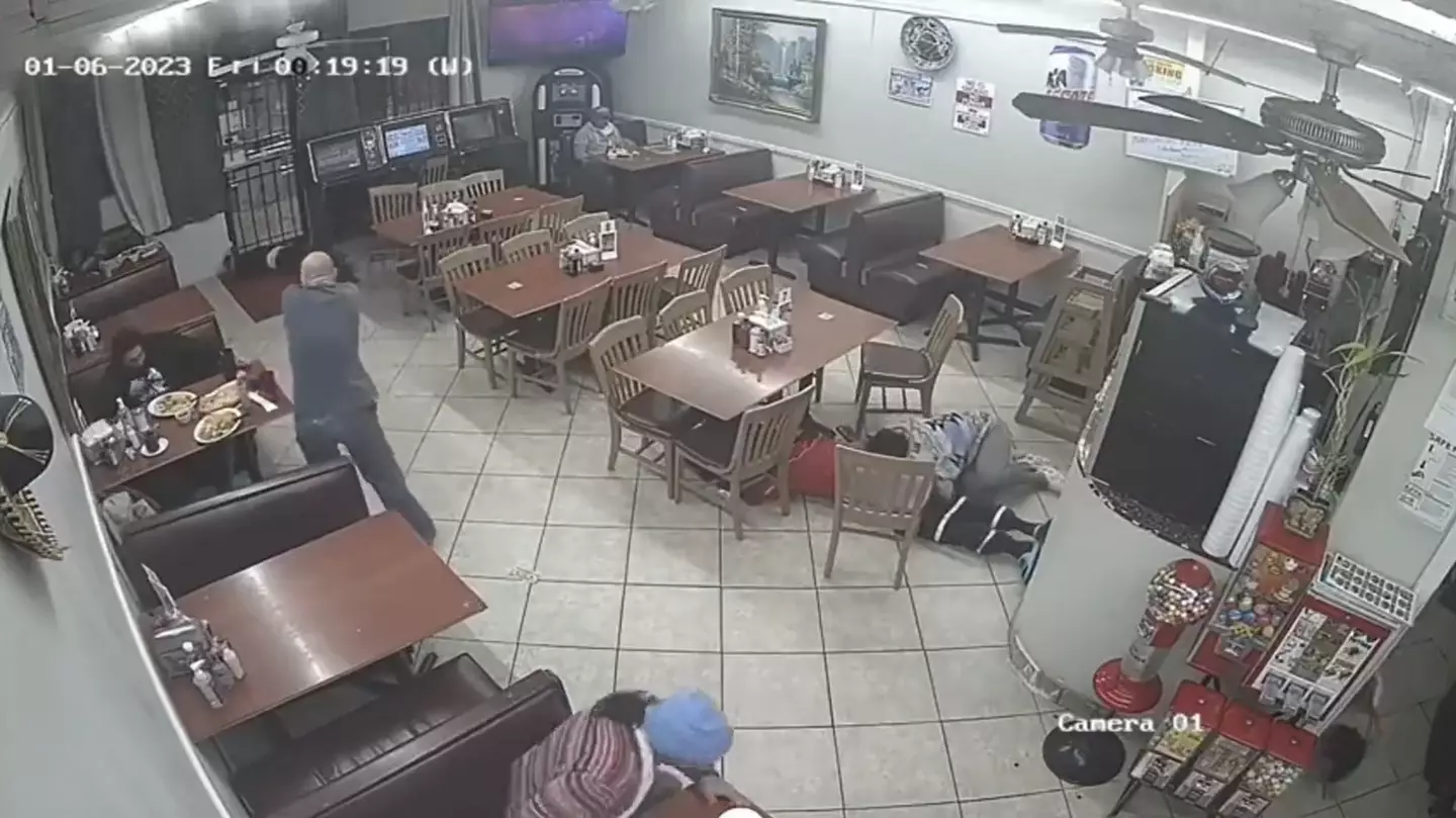 The customer shot the armed robber multiple times.