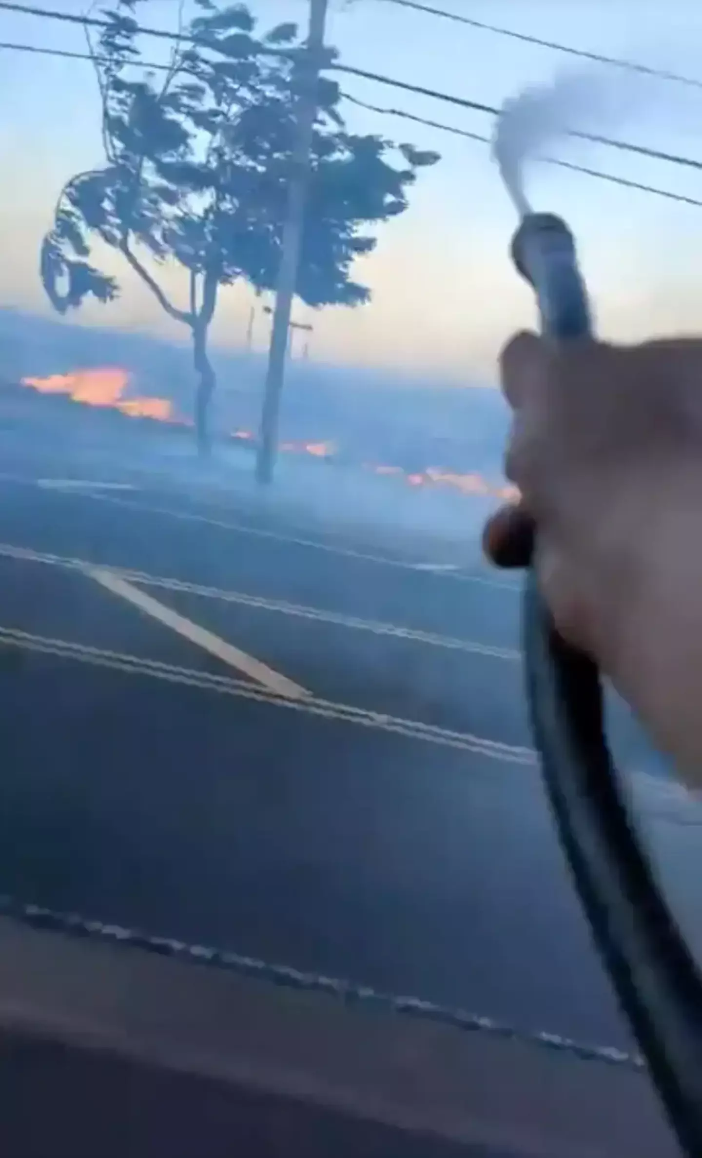Footage taken by a local man on 8 August shows him fighting the fire and warning people of downed power lines.