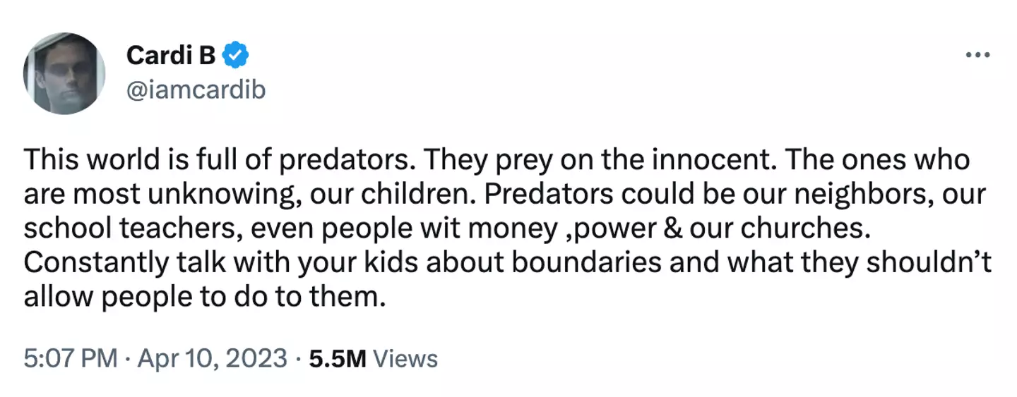 Cardi B has taken aim at 'predators' following a disturbing video of the Dalai Lama with a young boy.