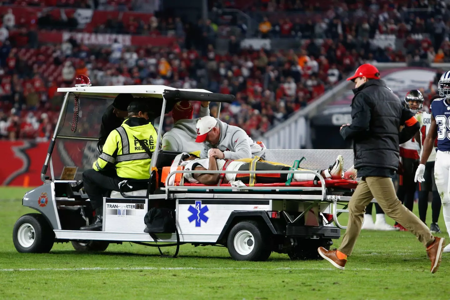 Gage was taken off the field on a stretcher.