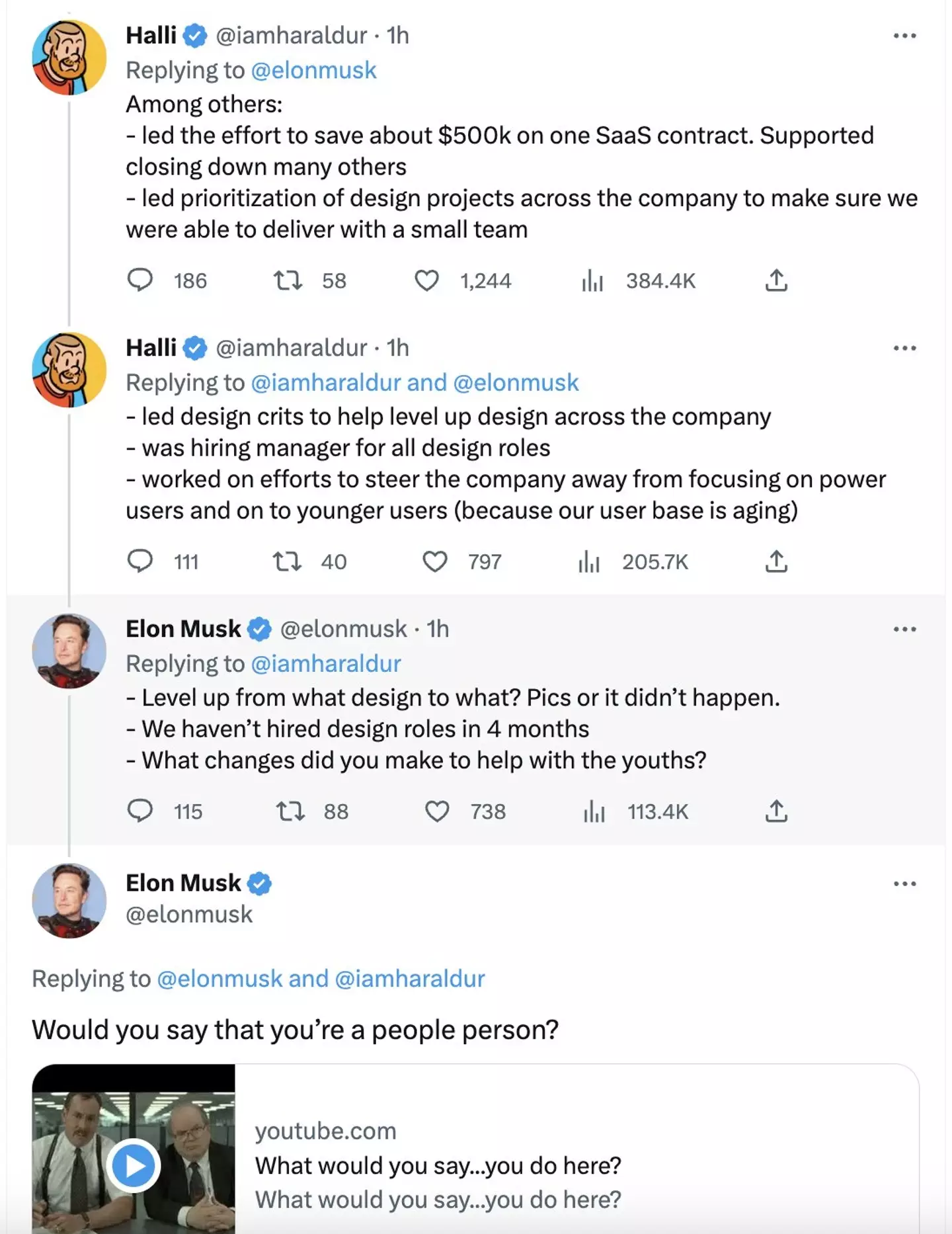 Musk unexpectedly hit back at Thorleifsson, revealing that Twitter hasn't 'hired design roles in 4 months'.