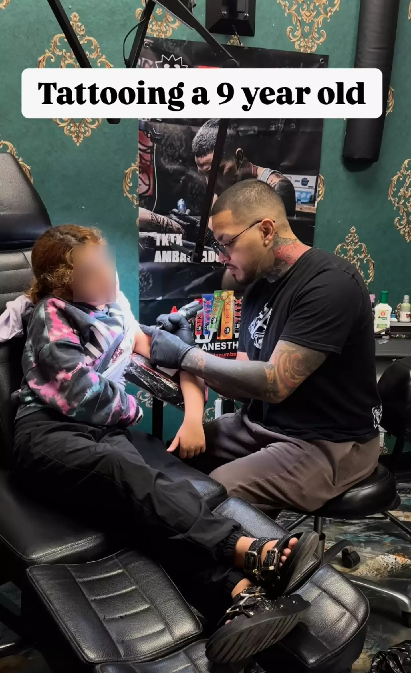 An Arizona-based tattoo parlour inked a nine-year-old girl (blackonyxempire/Instagram)