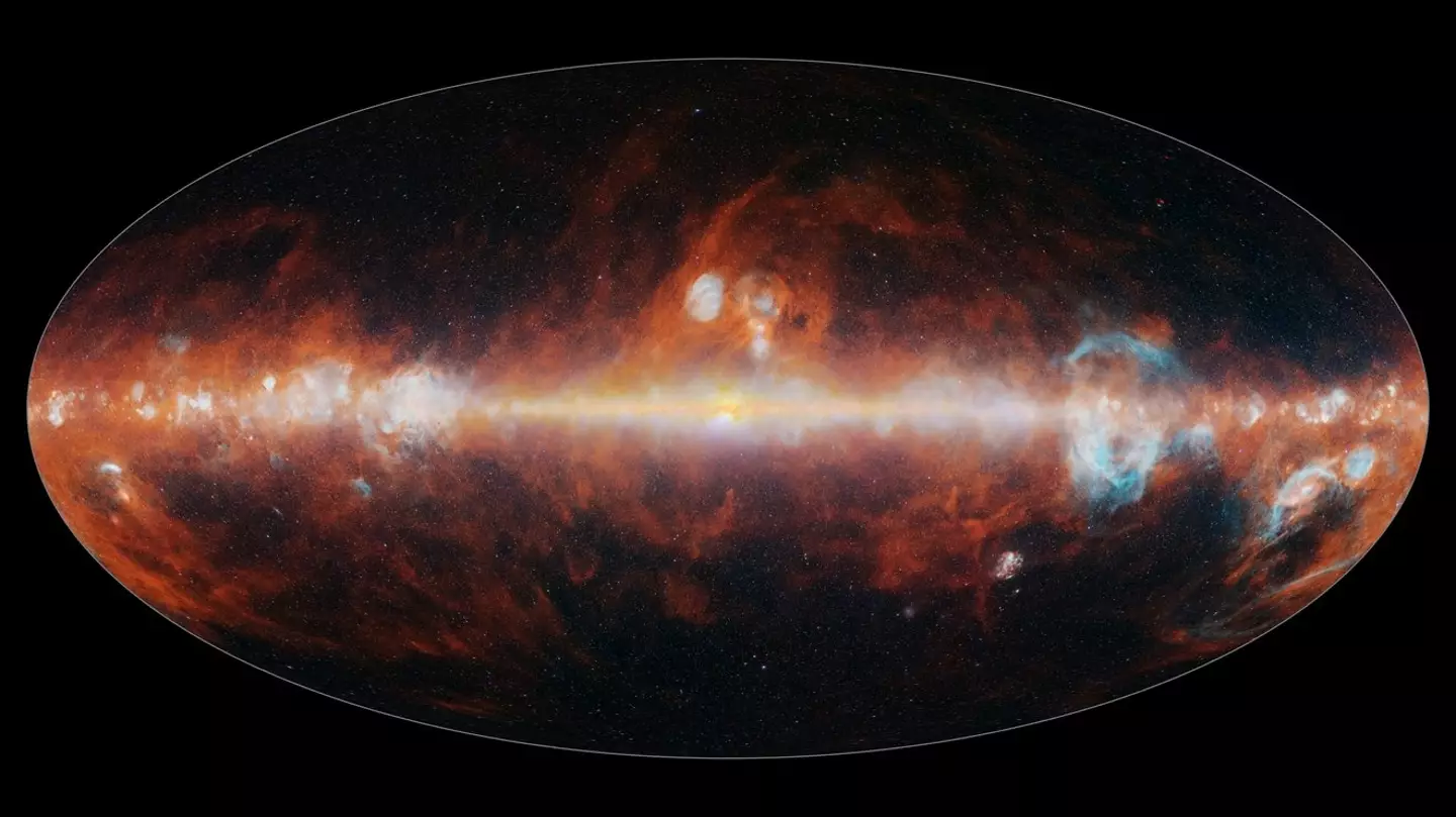 NASA’s SPHEREx mapped the sky in 102 infrared colors, revealing stars, hydrogen gas, and cosmic dust unseen by human eyes (NASA/JPL-Caltech)