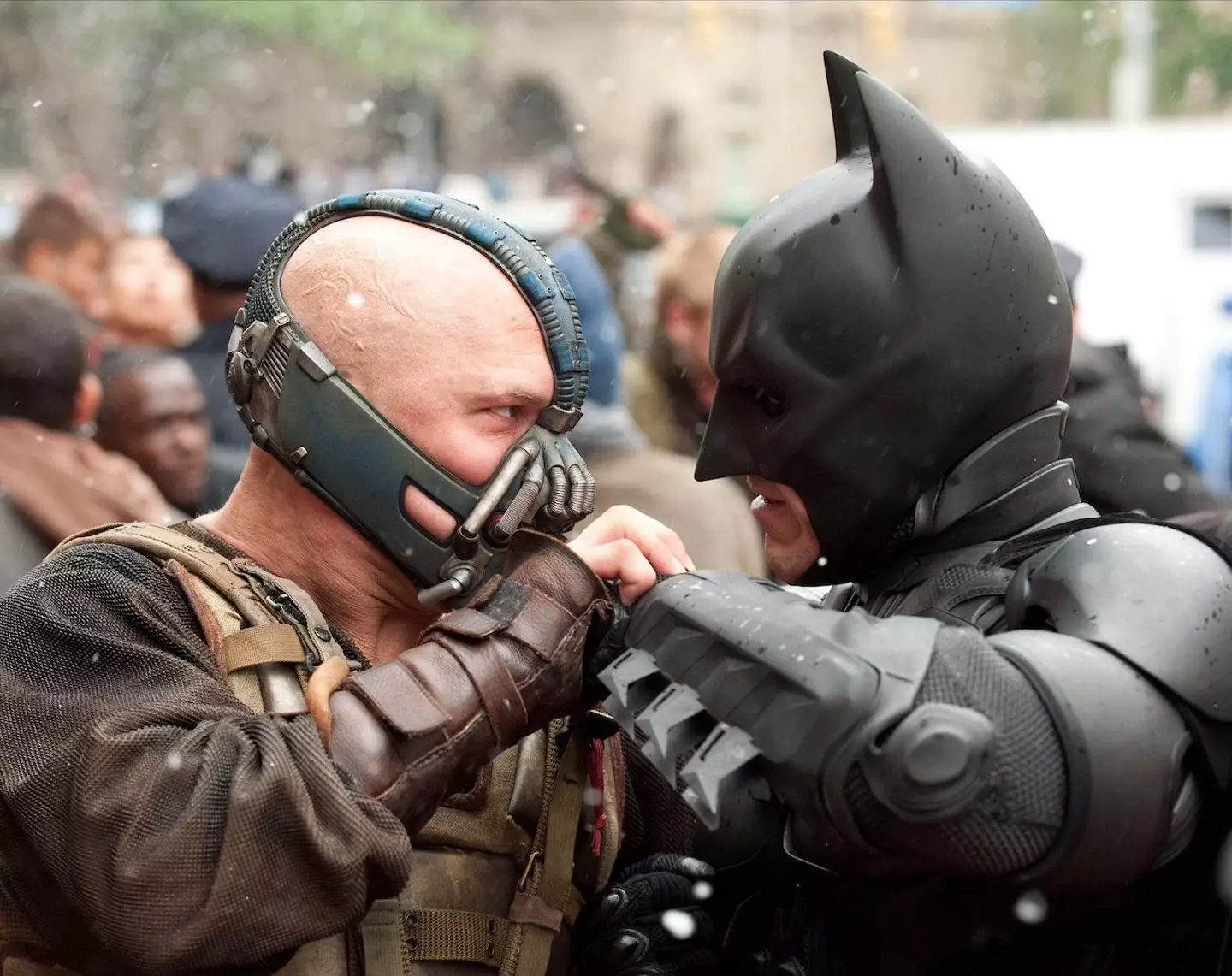 Christian Bale and Tom Hardy in The Dark Knight Rises.