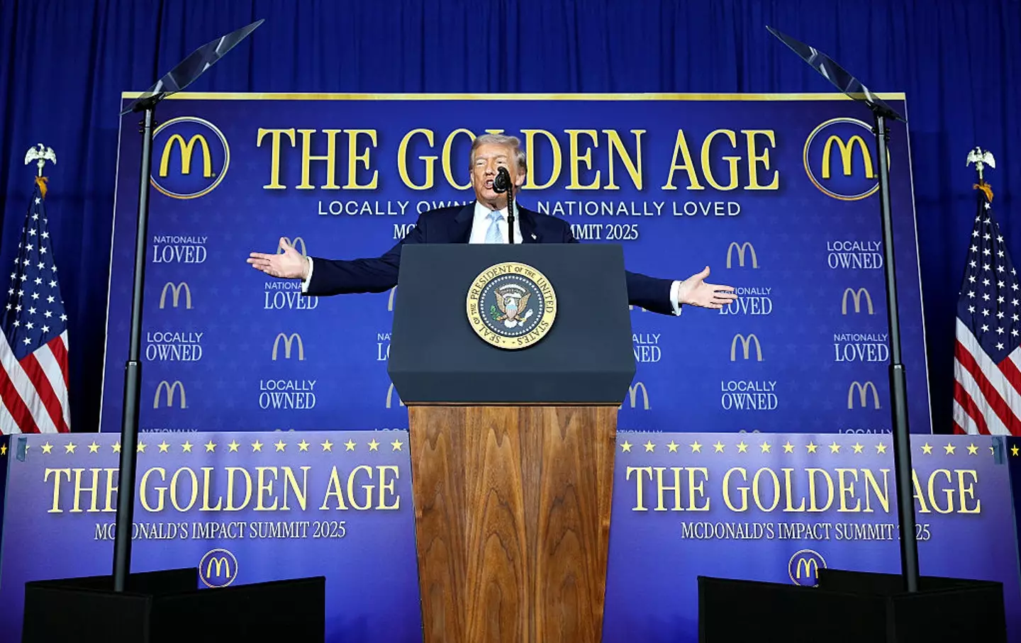 Trump praised the franchise for its affordability and place in the economy (Win McNamee/Getty Images)