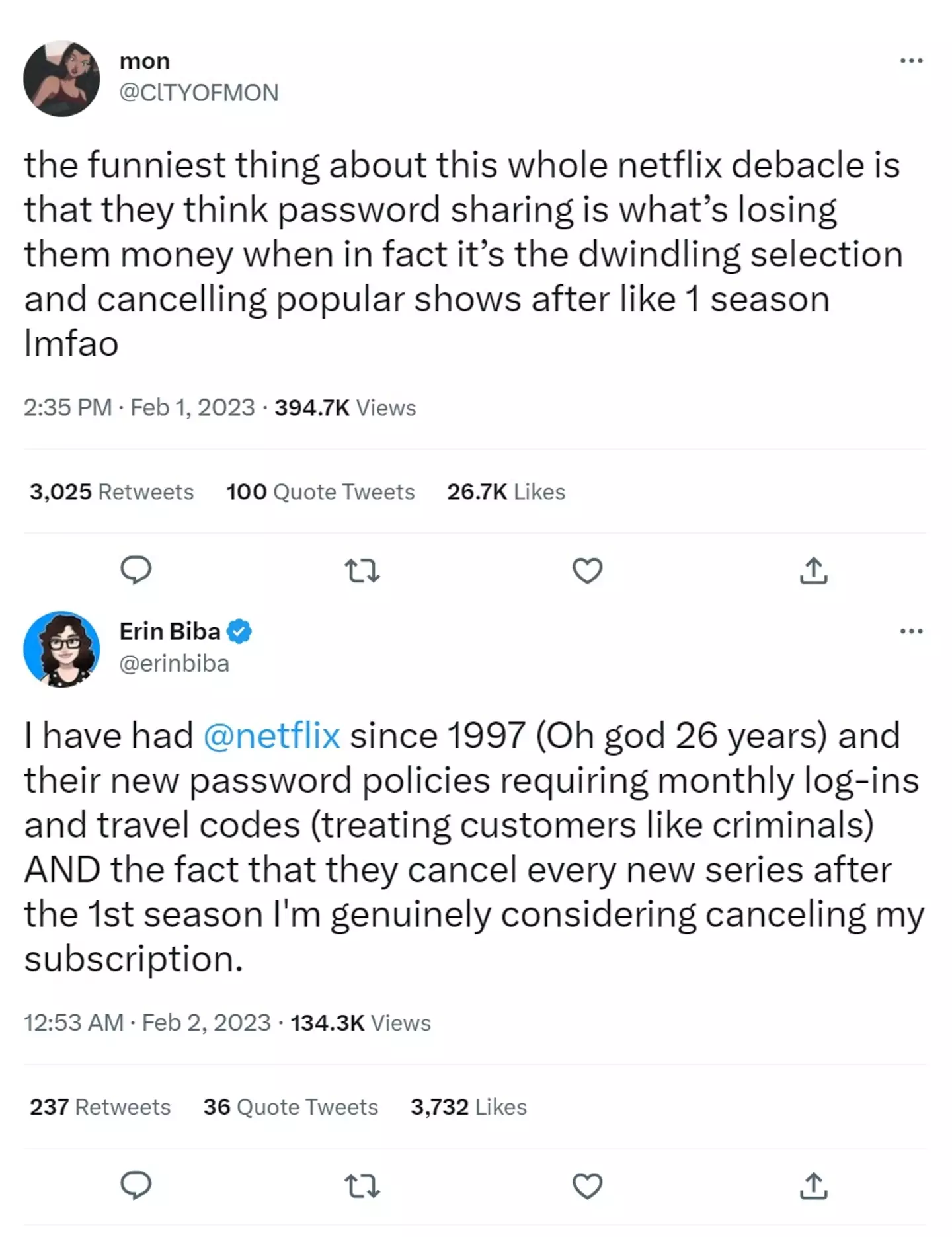 Netflix subscribers think the company's problems lie somewhere other than password sharing.