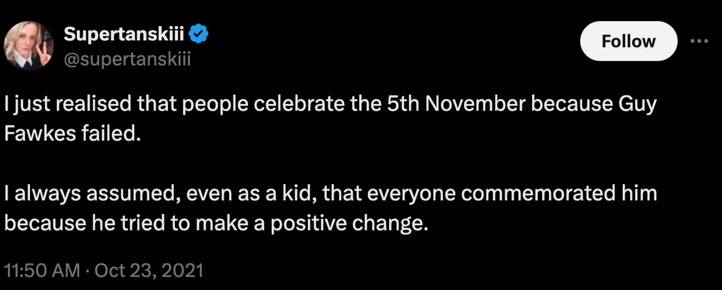 Do you know the story behind Bonfire Night? (X/ @supertanskiii)