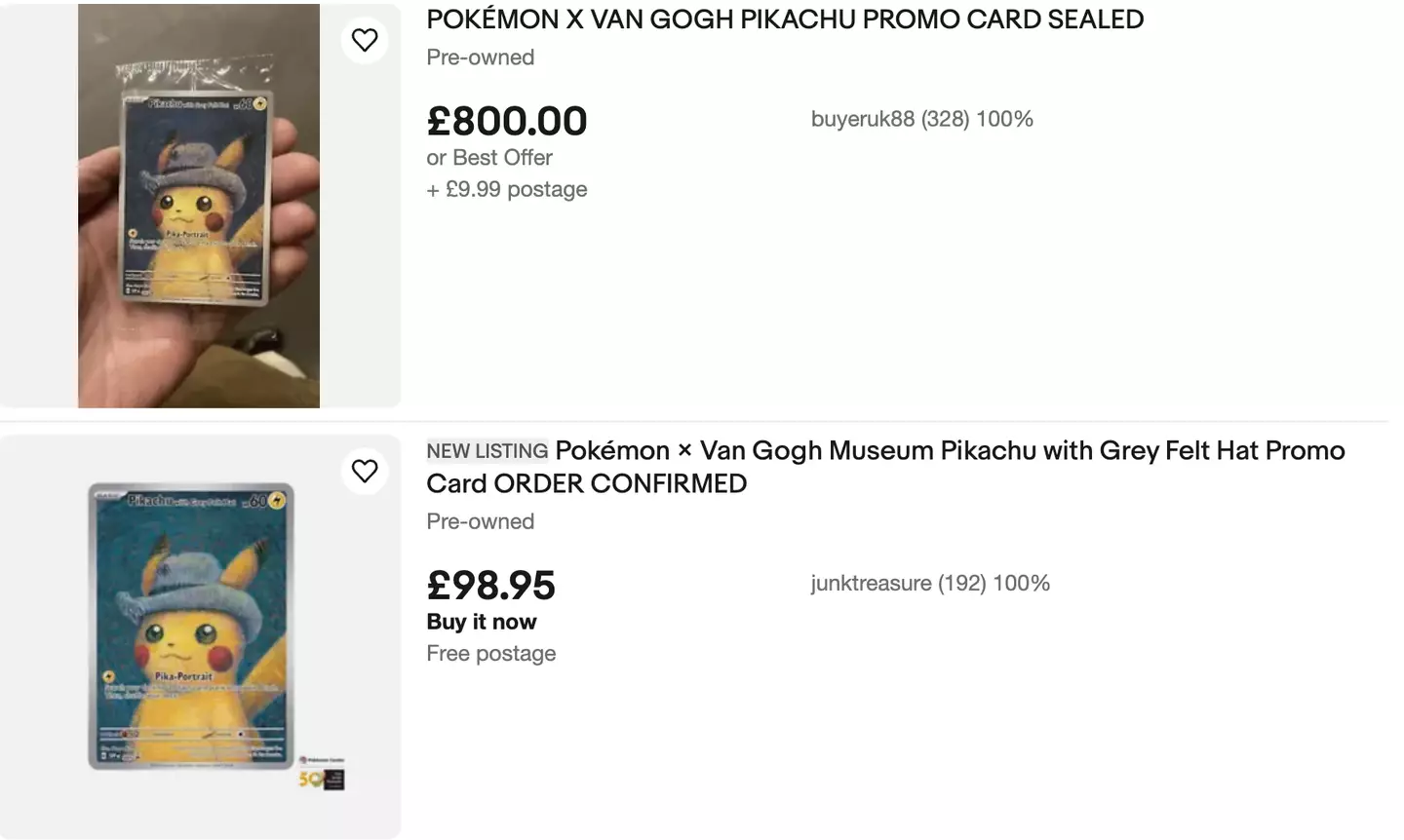 The cards are already being sold online for huge amounts of money.