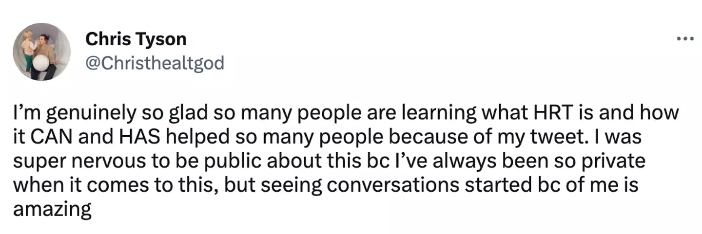 Tyson is thankful for the conversations his announcement has sparked.