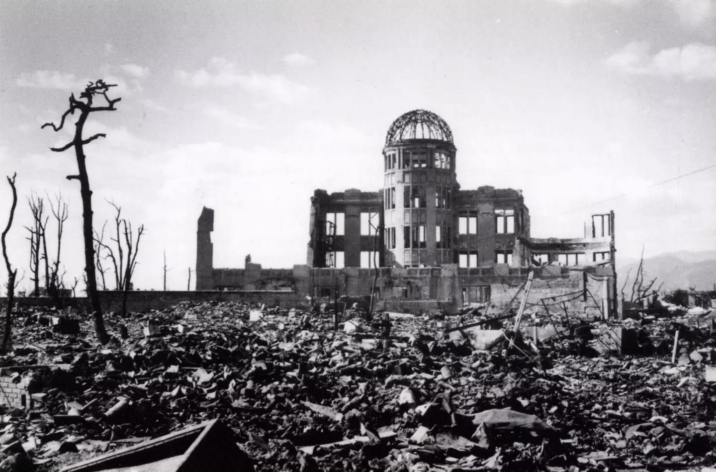 The Genbaku Dome was the only structure left standing in the blast radius as it was directly beneath the bomb.