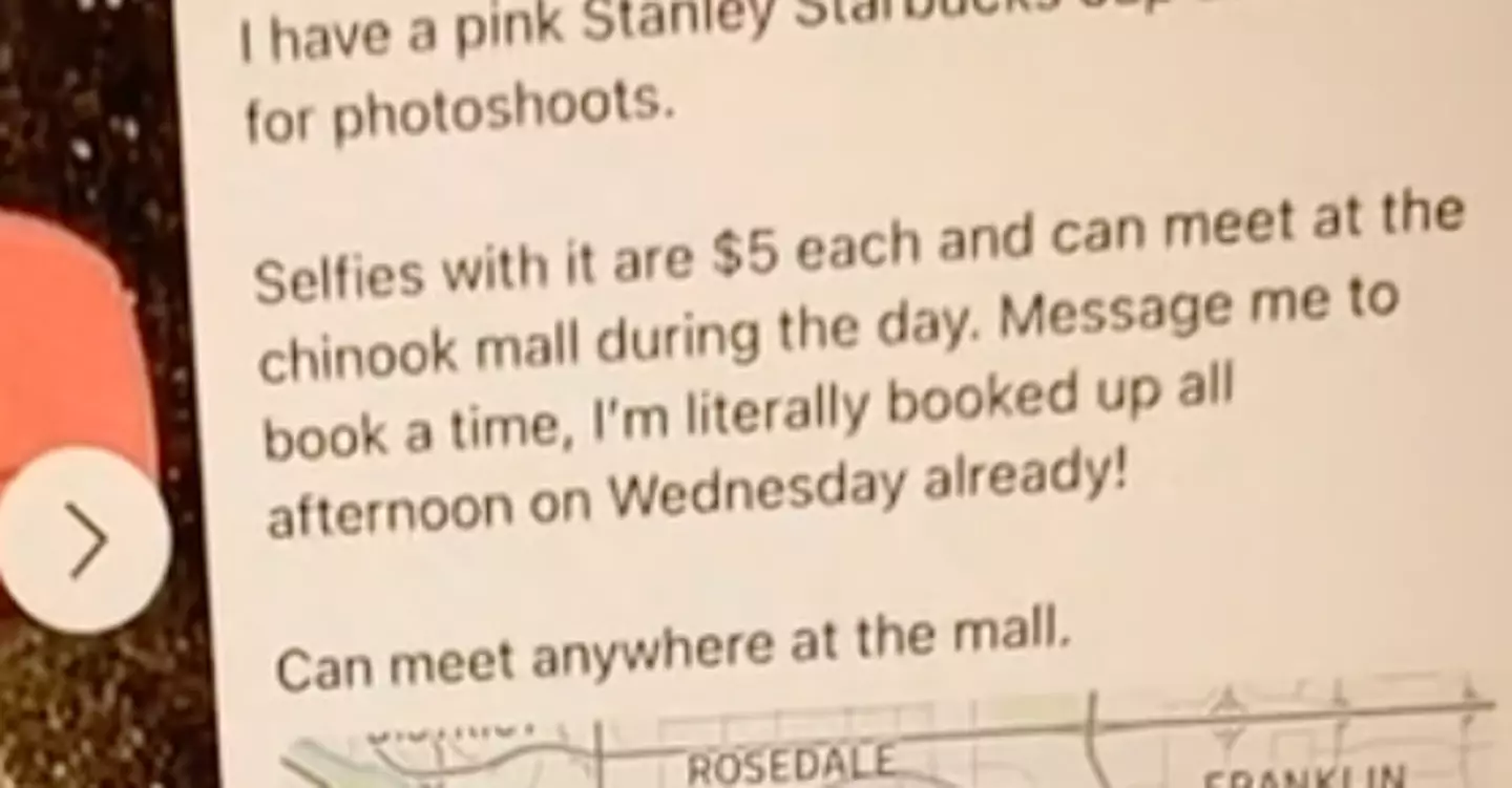 The ad claimed the seller was booking up quickly.