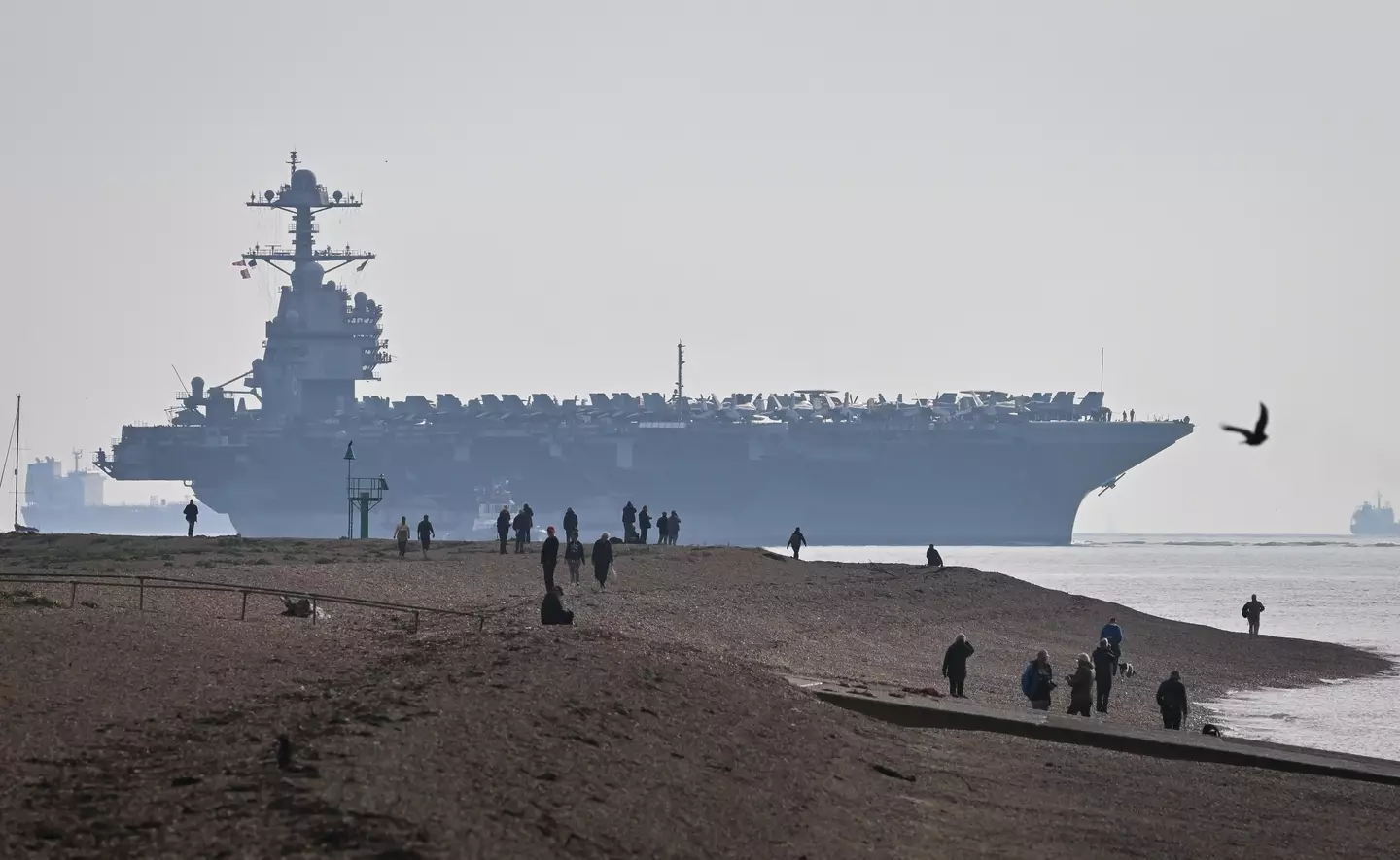 The USS Gerald R Ford is the largest aircraft carrier in the world and the US' most advanced (Finnbarr Webster/Getty Images)