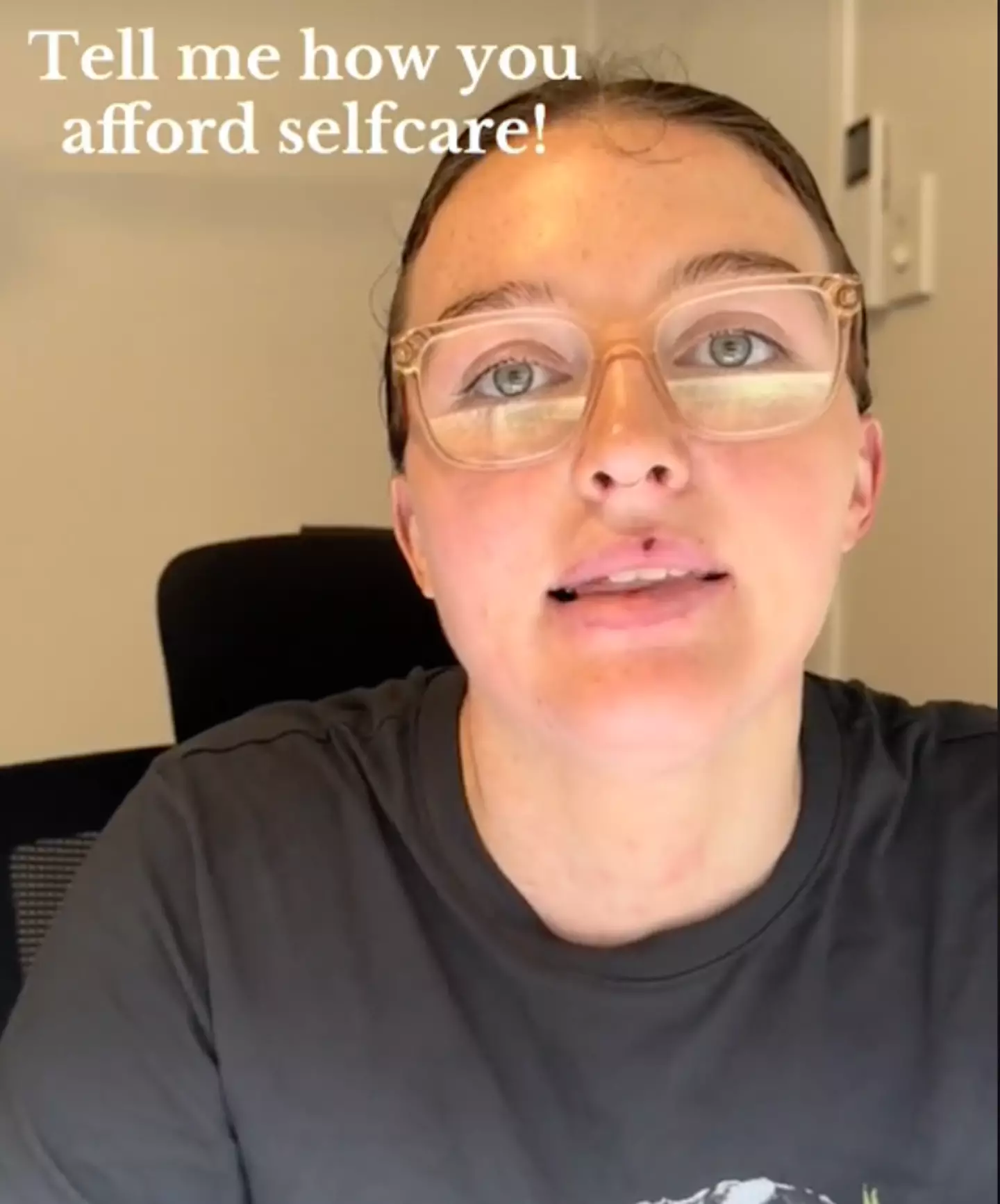 The TikToker questions how people afford 'self care'. (TikTok/ @aliceraspin)