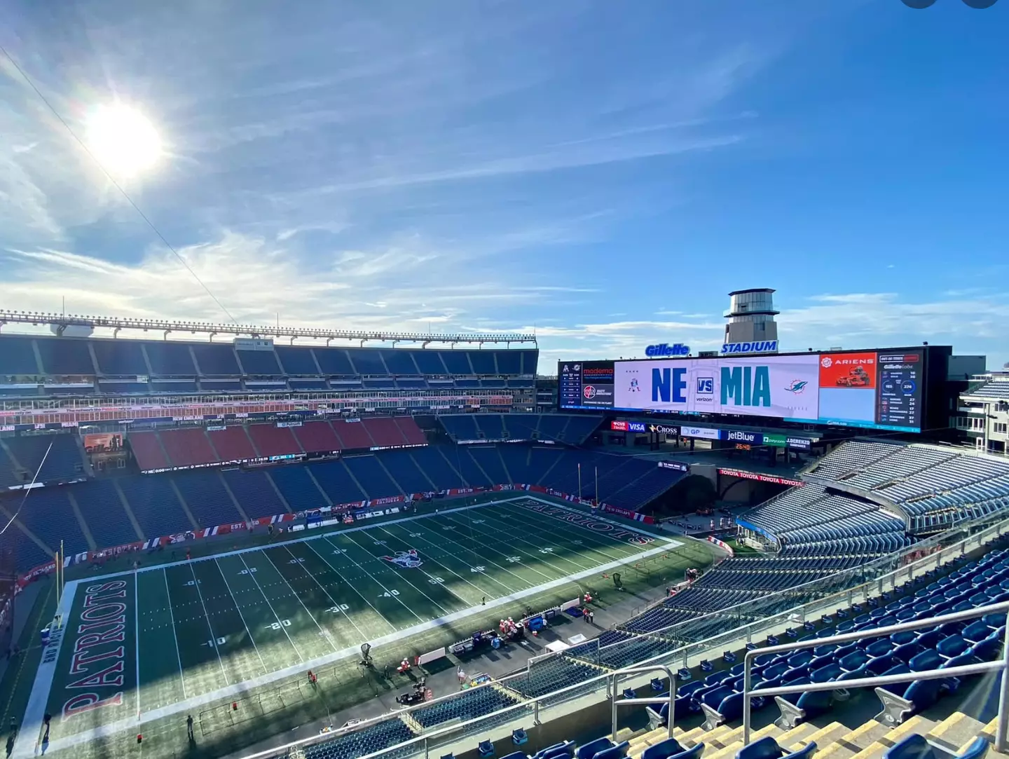 The fight broke out at Gillette Stadium.