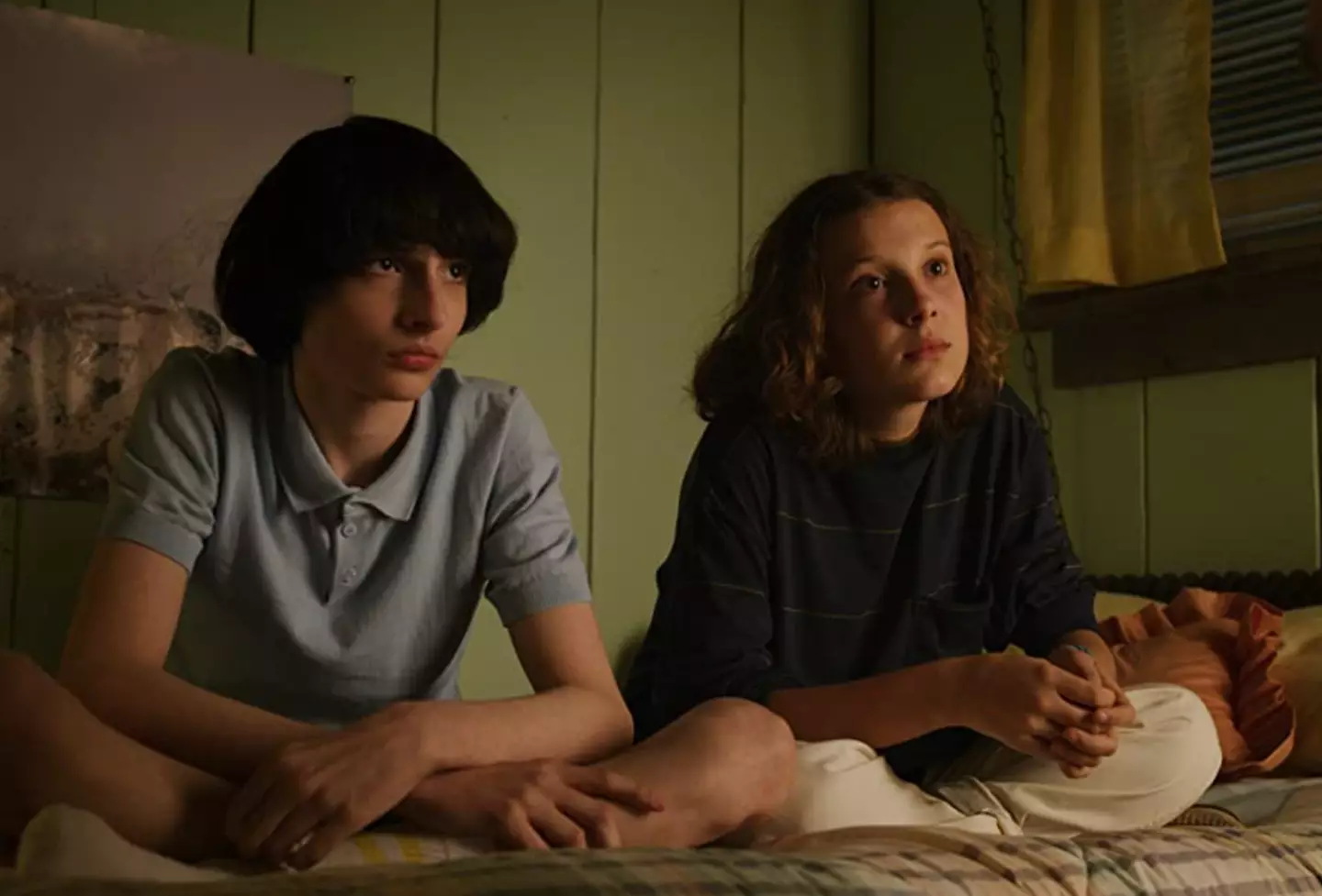 Finn Wolfhard with on-screen girlfriend Millie Bobby Brown.