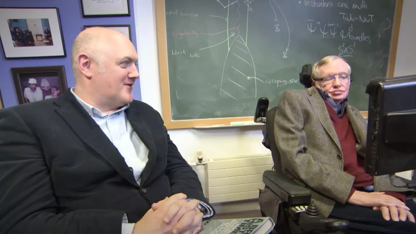 Dara Ó Briain with Stephen Hawking.