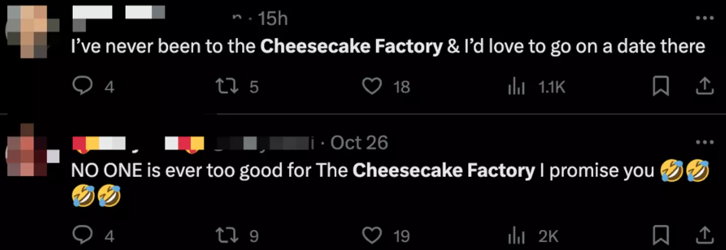 Americans have flooded to defend The Cheesecake Factory.