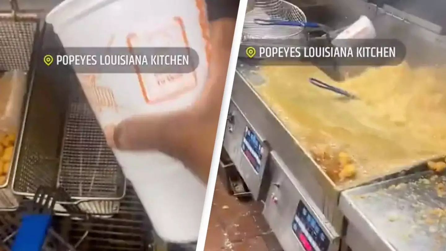 Crazy video shows how dangerous it is when you put ice in a deep fryer