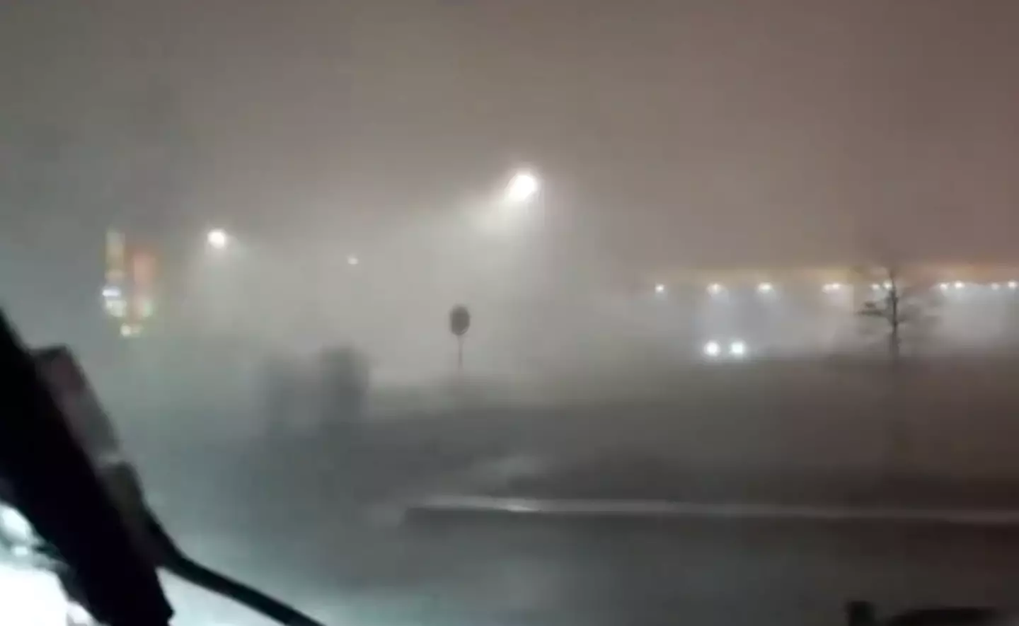 Seconds later visibility completely drops as the tornado moves in (Twitter/WeatherNation)