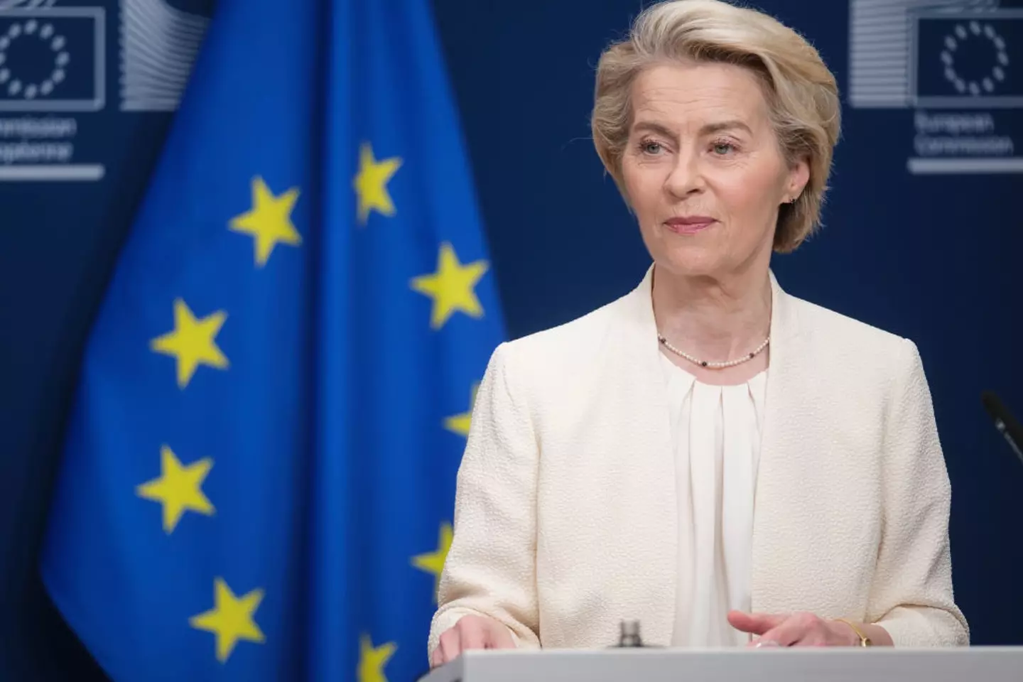 Ursula von der Leyen announced the tariffs would apply to US goods in response to the country's tax hike on aluminum and steel (Thierry Monasse/Getty Images)