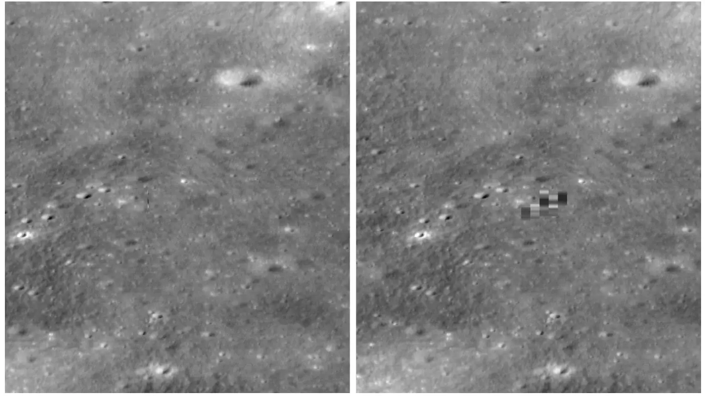 The 'surfboard' like object is Korea Aerospace Research Institute’s Danuri lunar orbiter. (NASA/Goddard/Arizona State University)