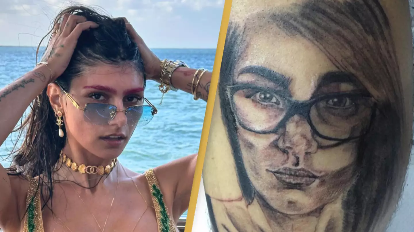 Mia Khalifa destroys fan who got her face tattooed on his leg