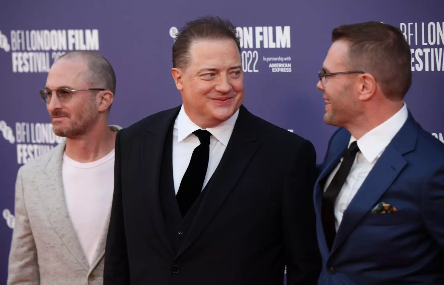 Darren Aronofsky, Brendan Fraser and Samuel D. Hunter at The Whale premiere.