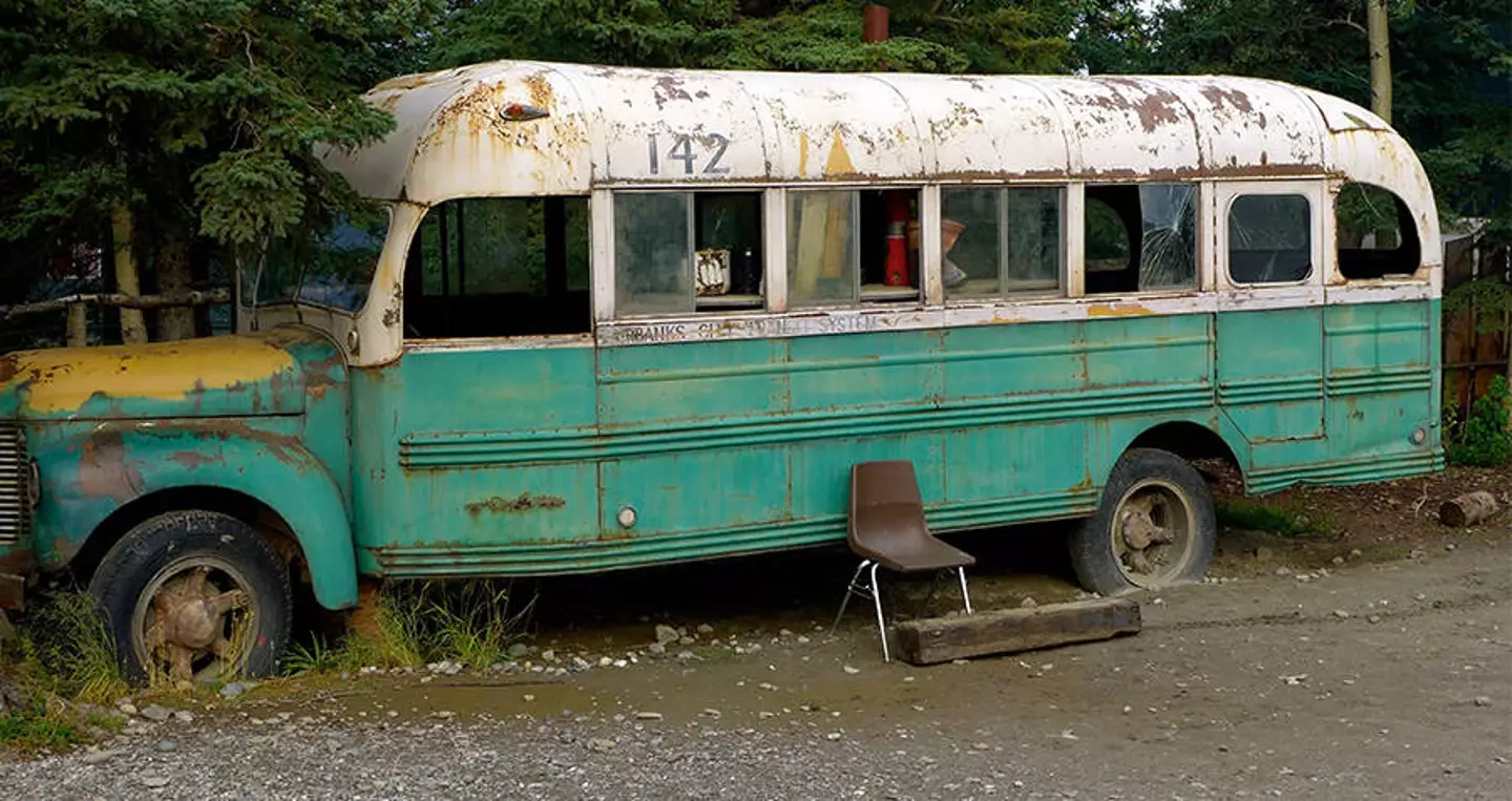 A replica of the bus that McCandless set up camp in.