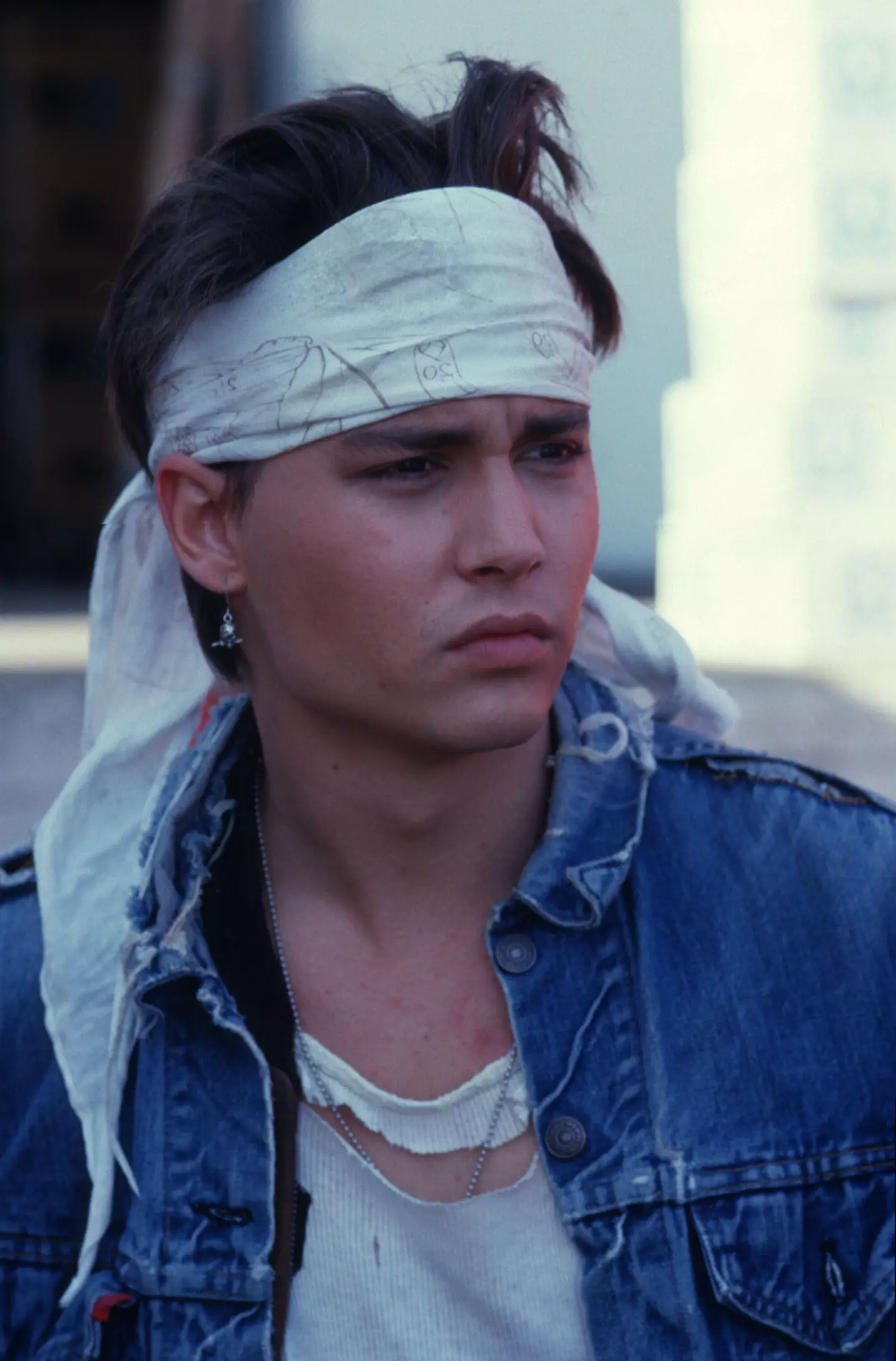 A young Johnny Depp on the set of 21 Jump Street.