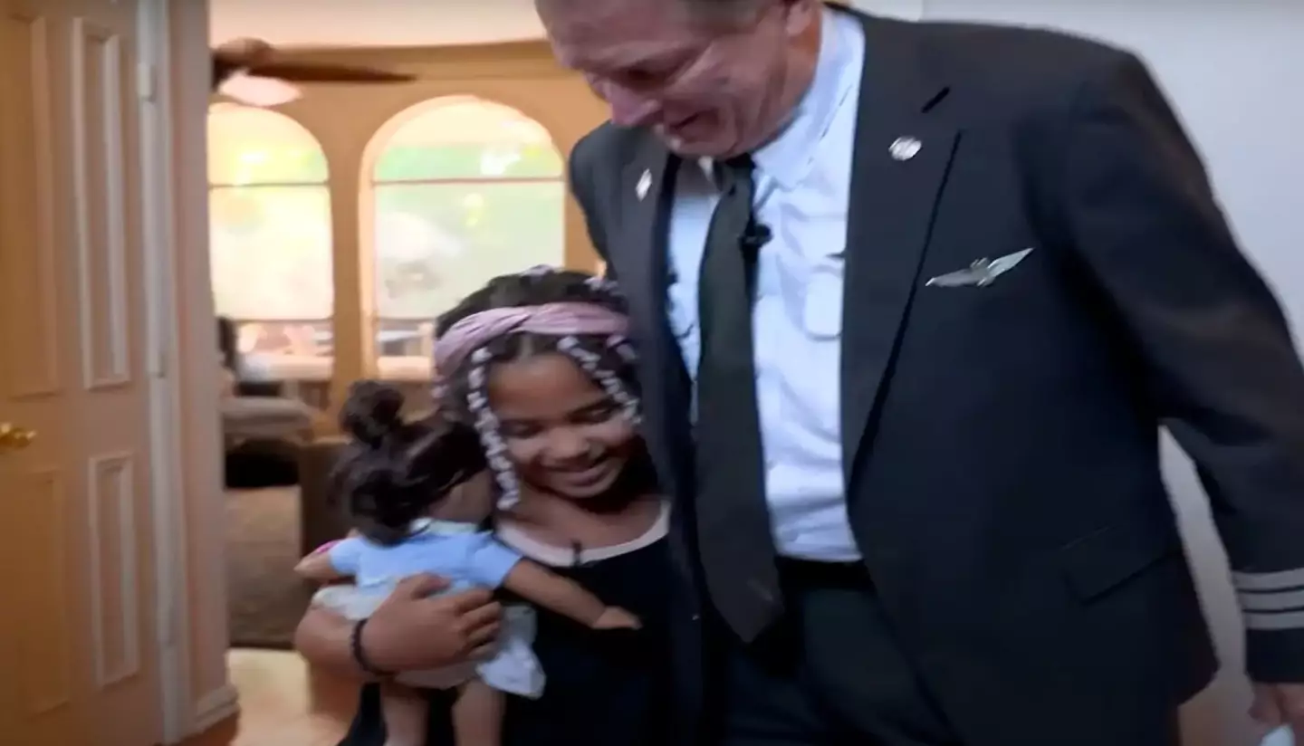 The pilot personally delivered the doll back to the girl.