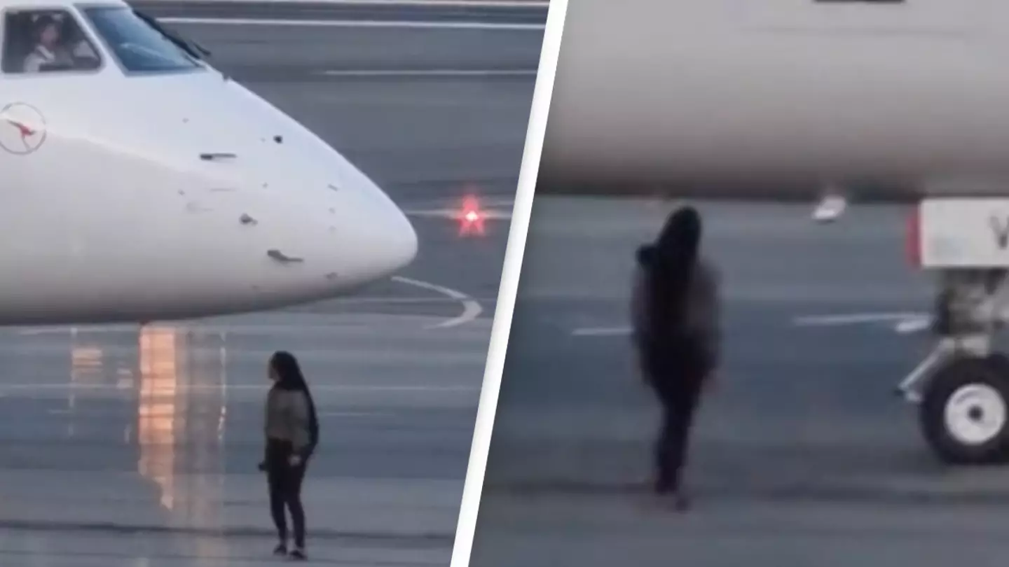 Woman runs onto airport tarmac to flag down her missed plane in bizarre incident