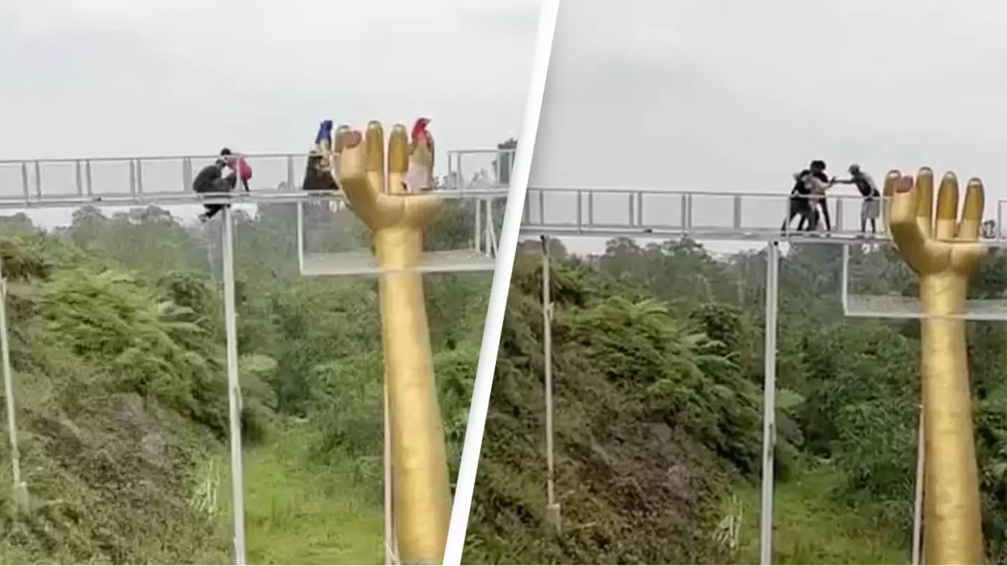Tourist dies after 30ft-high glass bridge shatters at Indonesian beauty spot