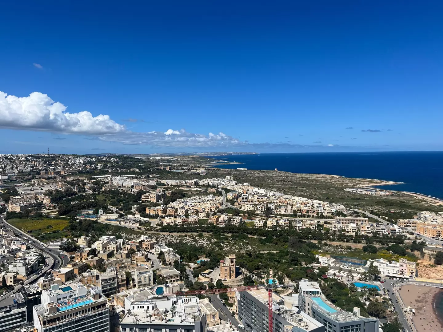 A view of Malta from its tallest building, Mercury Tower, in St Julian's (LADbible)