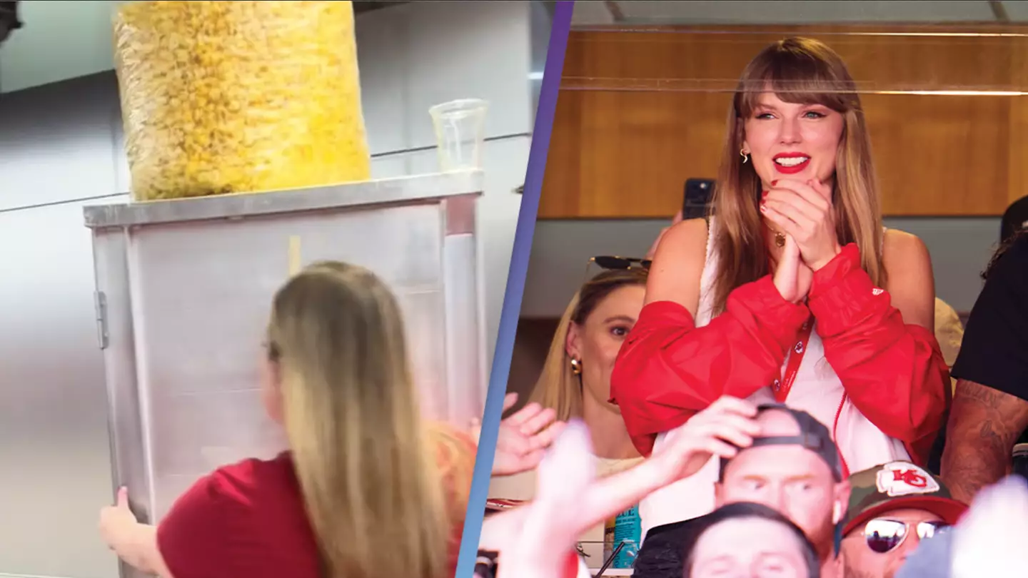 Taylor Swift fans are convinced she left NFL stadium in a popcorn machine to avoid detection