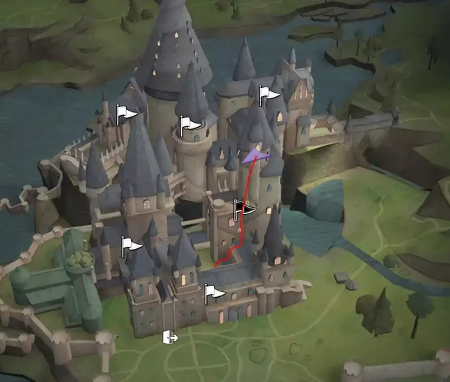 The diagram shows the location of Dumbledore's final moments.