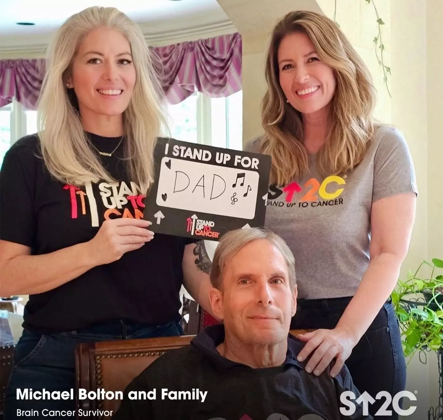 Taryn and Isa Bolton with their dad (Michael Bolton/Stand Up for Cancer)