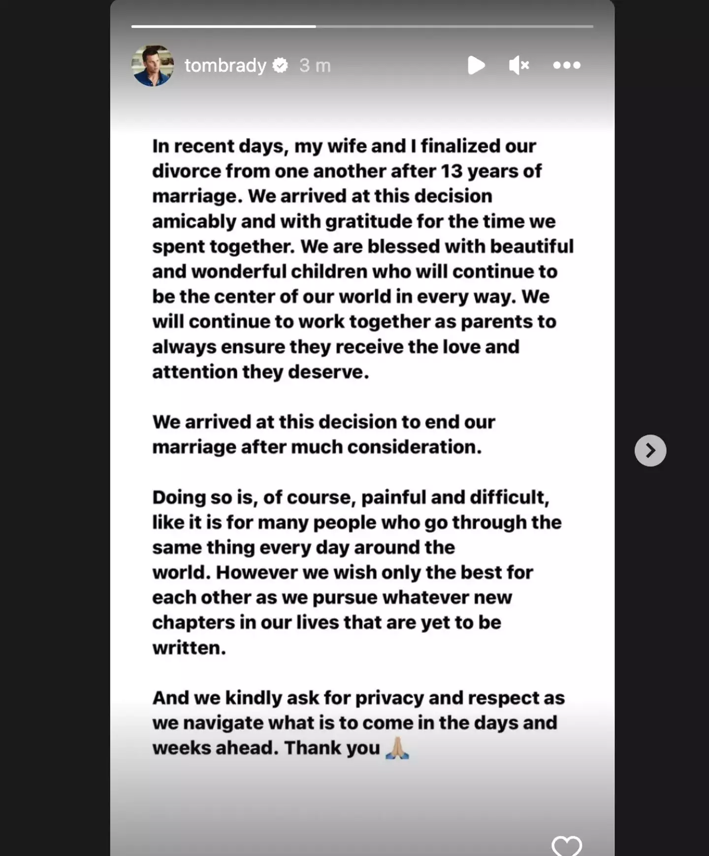 Tom Brady announced he and Gisele Bündchen were getting a divorce.