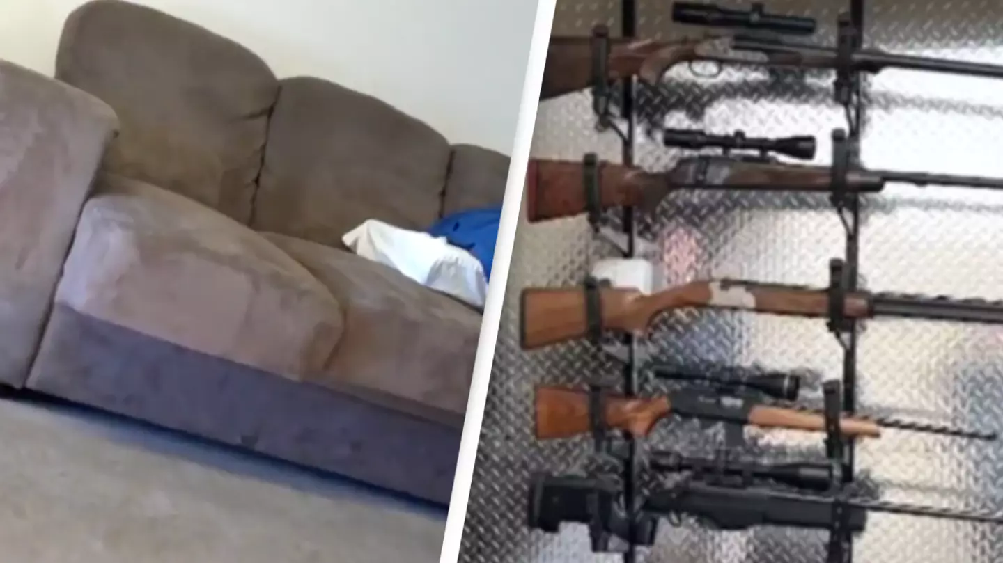 Police discover man's underground gun bunker under his sofa