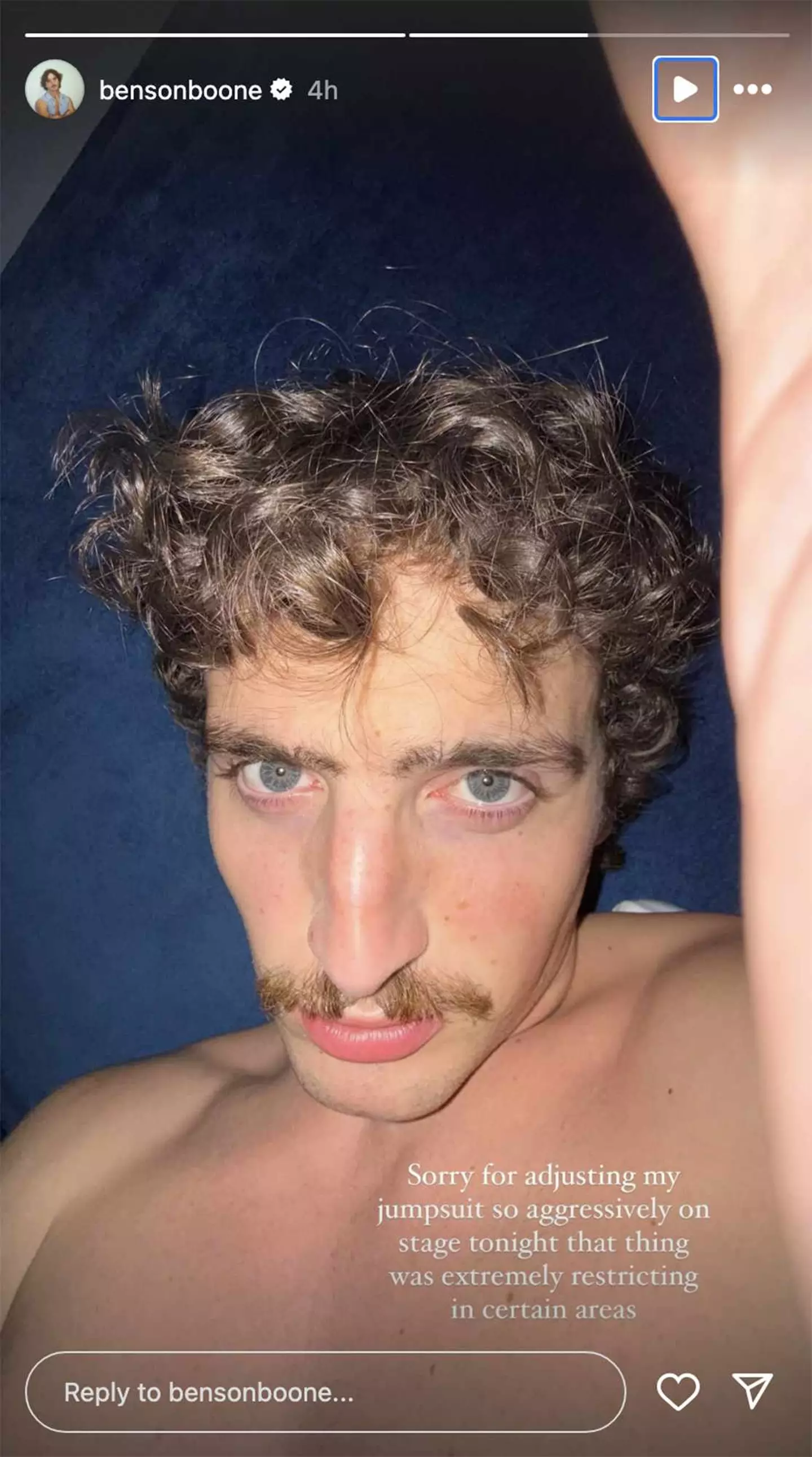 Boone was previously forced to apologise for a live stage incident (bensonboone/Instagram)