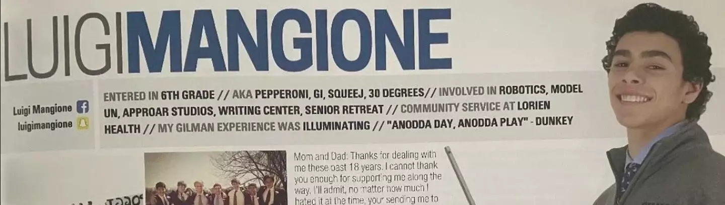 Mangione quoted the YouTuber in his yearbook (Reddit/u/hoochieandgucci)