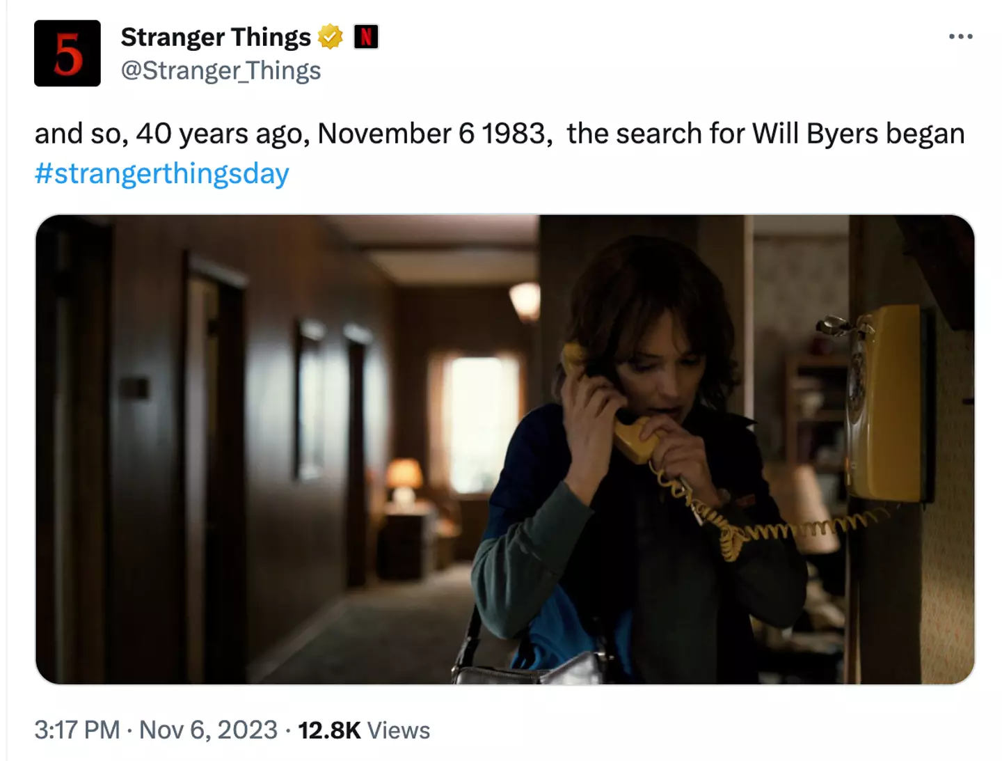Will Byers went missing on 6 November, 1983.