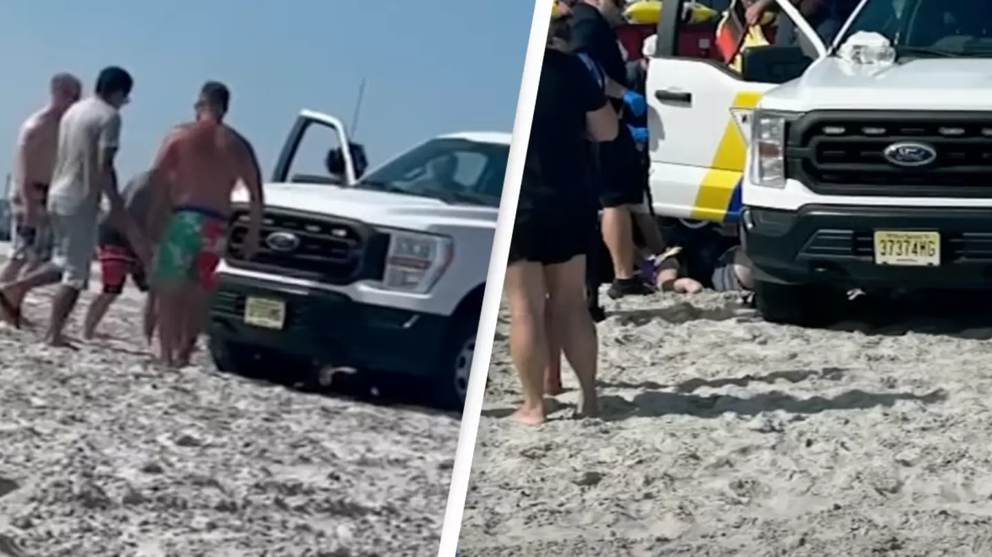 Woman sunbathing on beach run over by police as people screamed for them to stop