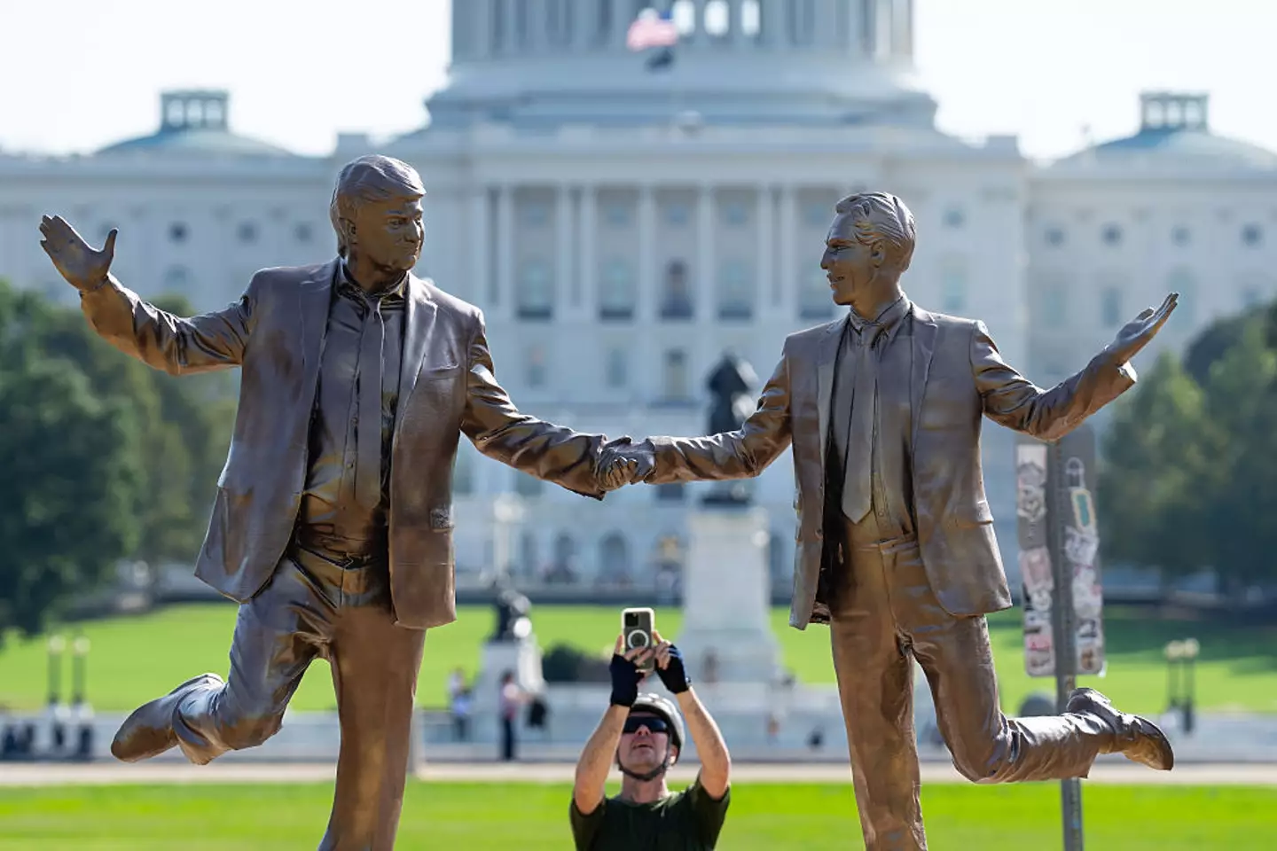 The Donald Trump and Jeffrey Epstein friendship statue in Washington DC (Bill Clark/CQ-Roll Call, Inc via Getty Images)