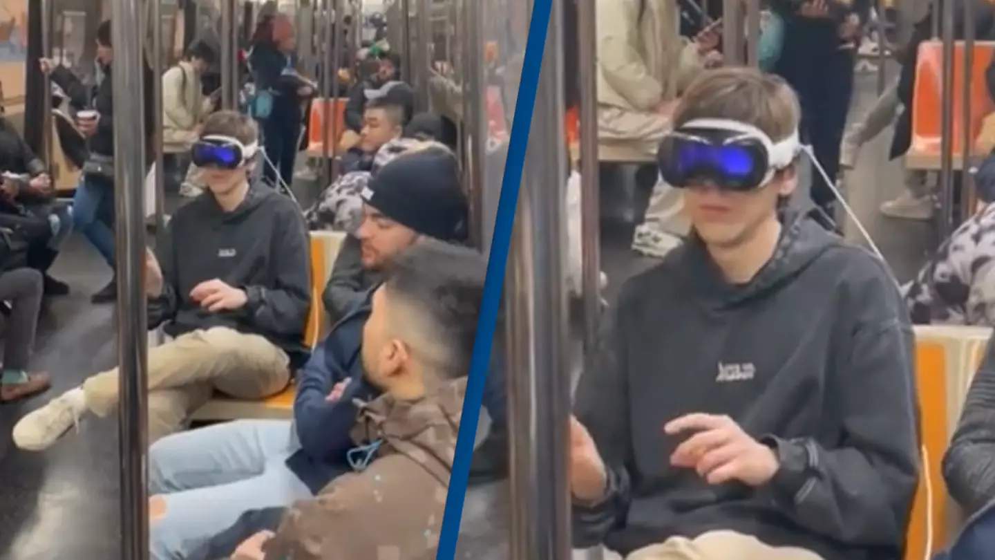 People are pointing out a big issue after seeing man wearing Apple Vision Pros on subway