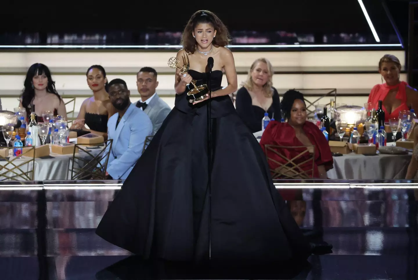 Zendaya accepts the award for Outstanding Lead Actress in a Drama Series.